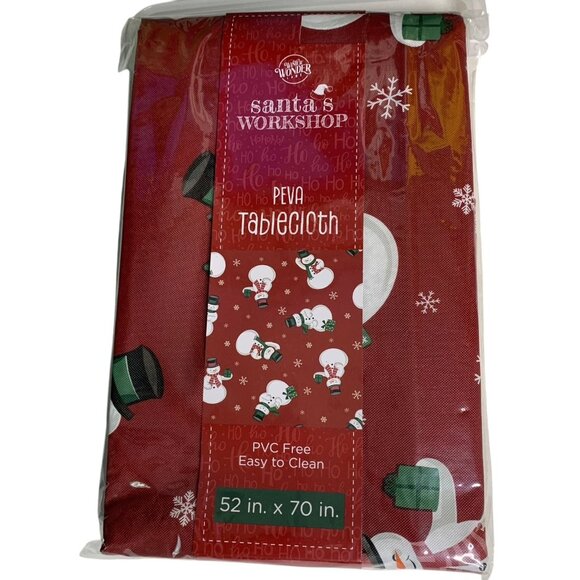Winter Wonder Lane Christmas Snowmen Peva Vinyl Tablecloth 52in x 70in - Picture 2 of 5